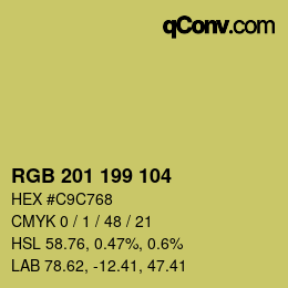 Color code: RGB 201 199 104 | qconv.com