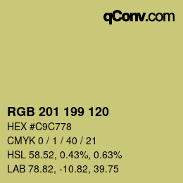 カラーコード: RGB 201 199 120 | qconv.com