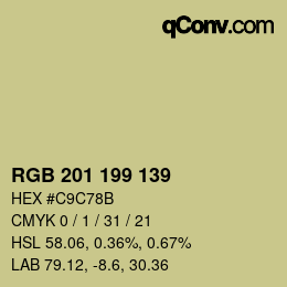 Color code: RGB 201 199 139 | qconv.com