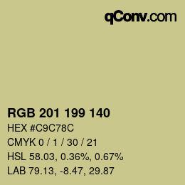 Color code: RGB 201 199 140 | qconv.com