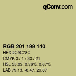 カラーコード: RGB 201 199 140 | qconv.com