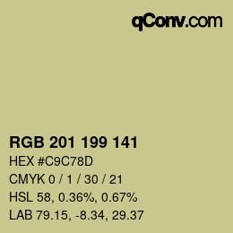 颜色代码: RGB 201 199 141 | qconv.com