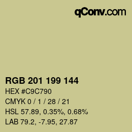 Color code: RGB 201 199 144 | qconv.com