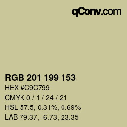 カラーコード: RGB 201 199 153 | qconv.com