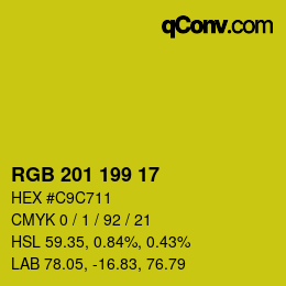Color code: RGB 201 199 17 | qconv.com