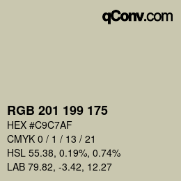 Color code: RGB 201 199 175 | qconv.com