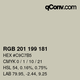 Color code: RGB 201 199 181 | qconv.com