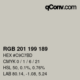 Color code: RGB 201 199 189 | qconv.com