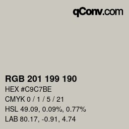 Color code: RGB 201 199 190 | qconv.com