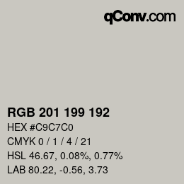 Color code: RGB 201 199 192 | qconv.com