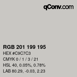 カラーコード: RGB 201 199 195 | qconv.com