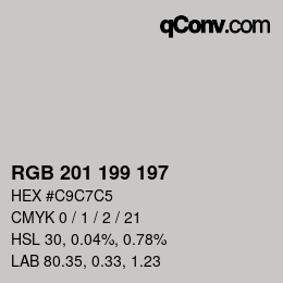 Color code: RGB 201 199 197 | qconv.com