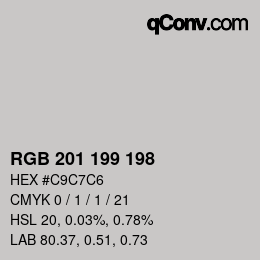 Color code: RGB 201 199 198 | qconv.com