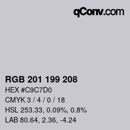 カラーコード: RGB 201 199 208 | qconv.com