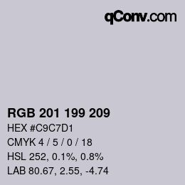 颜色代码: RGB 201 199 209 | qconv.com