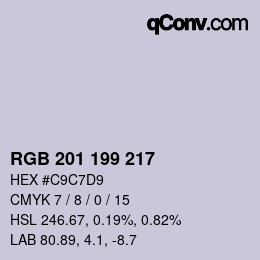 Color code: RGB 201 199 217 | qconv.com