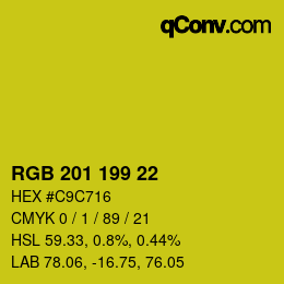 Color code: RGB 201 199 22 | qconv.com
