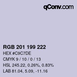 Color code: RGB 201 199 222 | qconv.com