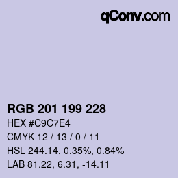 Color code: RGB 201 199 228 | qconv.com