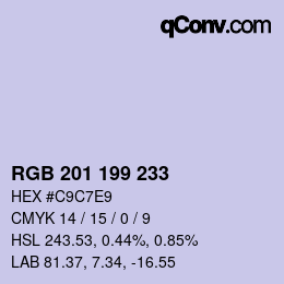 Color code: RGB 201 199 233 | qconv.com