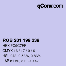 Color code: RGB 201 199 239 | qconv.com