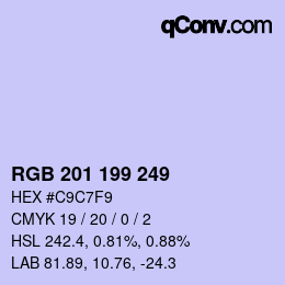 Color code: RGB 201 199 249 | qconv.com