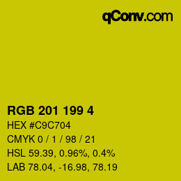 カラーコード: RGB 201 199 4 | qconv.com