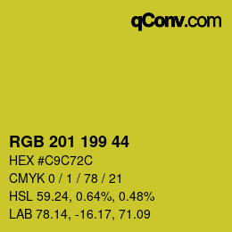Color code: RGB 201 199 44 | qconv.com
