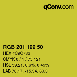 Color code: RGB 201 199 50 | qconv.com