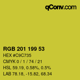 Color code: RGB 201 199 53 | qconv.com