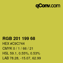 Color code: RGB 201 199 68 | qconv.com