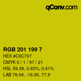 Color code: RGB 201 199 7 | qconv.com
