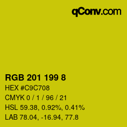 カラーコード: RGB 201 199 8 | qconv.com