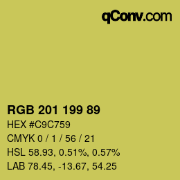 Color code: RGB 201 199 89 | qconv.com