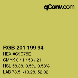 Color code: RGB 201 199 94 | qconv.com