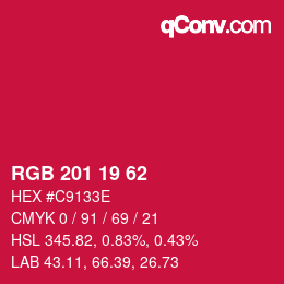 Color code: RGB 201 19 62 | qconv.com
