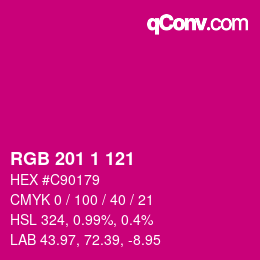 Color code: RGB 201 1 121 | qconv.com