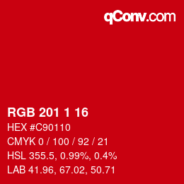カラーコード: RGB 201 1 16 | qconv.com
