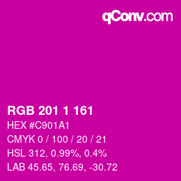 Color code: RGB 201 1 161 | qconv.com