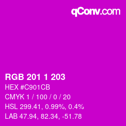 颜色代码: RGB 201 1 203 | qconv.com