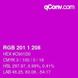 Farbcode: RGB 201 1 208 | qconv.com