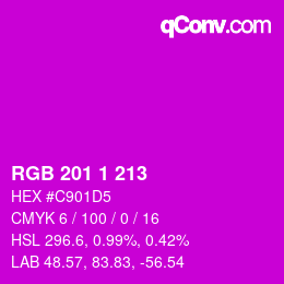 Color code: RGB 201 1 213 | qconv.com