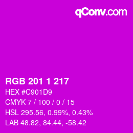 Color code: RGB 201 1 217 | qconv.com