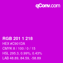 Color code: RGB 201 1 218 | qconv.com