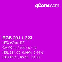 Color code: RGB 201 1 223 | qconv.com