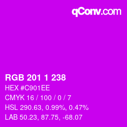 カラーコード: RGB 201 1 238 | qconv.com