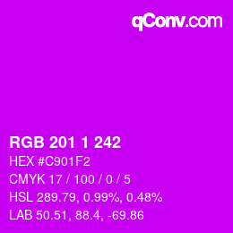 Color code: RGB 201 1 242 | qconv.com