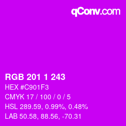 カラーコード: RGB 201 1 243 | qconv.com