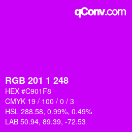 カラーコード: RGB 201 1 248 | qconv.com