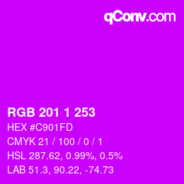 カラーコード: RGB 201 1 253 | qconv.com